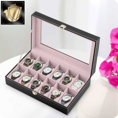 Massido Škatla za ure MS-710 črna in losos za 12 ur