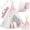 Teepee šotor za otroke z girlando in lučkami Nukido - roza