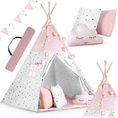 shumee Teepee šotor za otroke z girlando in lučkami Nukido - roza