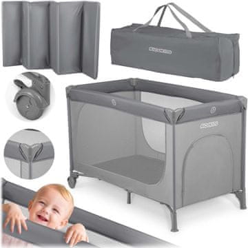 Ricokids Potovalna otroška posteljica 125 x 65 x 78 cm RK-240 siva