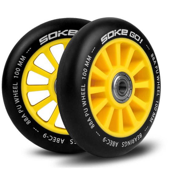 shumee Kolesa za skiro 100 mm rumena, 2 kom