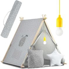 shumee Hišni šotor za otroke s svetilko Nukido - siv