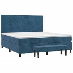 Vidaxl Box spring postelja z vzmetnico temno modra 180x200 cm žamet