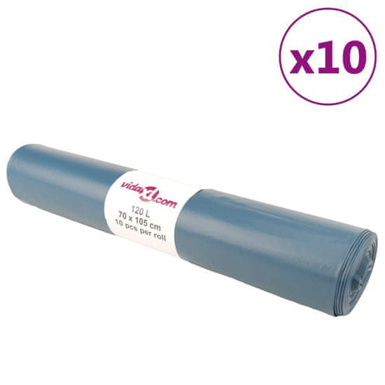 Vidaxl Vrečke za smeti 100 kos modre 120 L