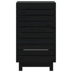 Vidaxl Košara za perilo črna 44x44x76 cm trdna borovina
