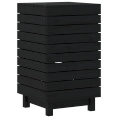 Vidaxl Košara za perilo črna 44x44x76 cm trdna borovina