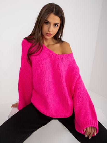 RUE PARIS Klasičen ženski pulover Estrivach neon roza