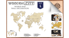 Wooden city LESENI MESTO Leseni zemljevid sveta velikosti L (83x55cm)