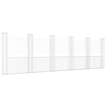 Vidaxl Gabion košara U-oblike s 6 stebri železo 620x20x200 cm