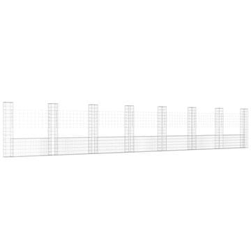 Vidaxl Gabion košara U-oblike z 8 stebri železo 860x20x150 cm