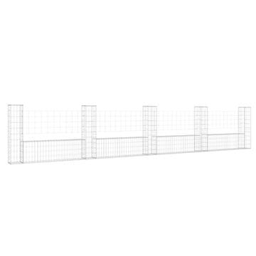 Vidaxl Gabion košara U-oblike s 5 stebri železo 500x20x100 cm