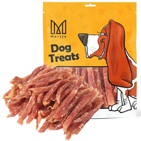 Mersjo Priboljšek, poslastica za pse - Mehki račji trakovi 500g