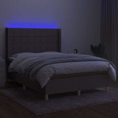 Vidaxl Box spring postelja z vzmetnico LED taupe 140x190 cm blago