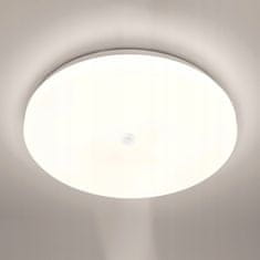LUMILED Stropna svetilka LED plafon NOTUS 18W 4000K okrogla bela 33cm s senzorjem gibanja