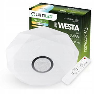 LUMILED Stropna svetilka LED plafon WESTA 24W CCT 39cm + daljinski upravljalnik