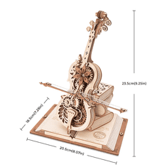 Robotime Mehanska glasbena skrinjica, čarobni Violončelo, lesena 3D sestavljanka, (ROKR AMK63)