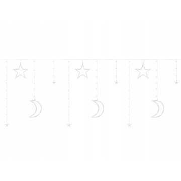 Northix Svetlobna zavesa - zvezde in lune - LED
