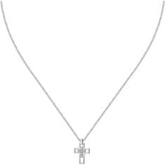 Morellato Brezčasna srebrna ogrlica Križ s cirkoni SATT12