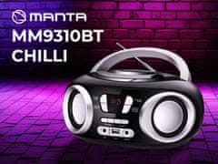 Manta MM9310BT CHILLI radijski sprejemnik, FM Radio, Bluetooth 5.1, LCD zaslon, USB/AUX/Audio-in