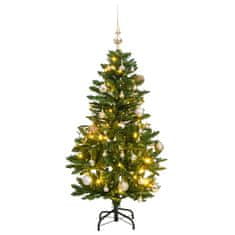 Vidaxl Umetna novoletna jelka 150 LED diod in komplet bučk 120 cm