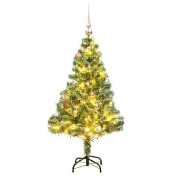 Vidaxl Umetna novoletna jelka s 150 LED, bunkicami in snegom 150 cm