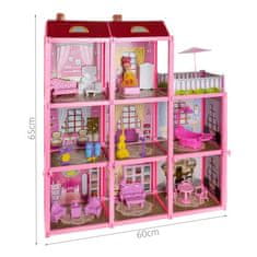 MG Dollhouse hišica za punčke 65 cm, roza