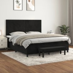 Vidaxl Box spring postelja z vzmetnico črna 180x200 cm žamet