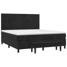 Vidaxl Box spring postelja z vzmetnico črna 180x200 cm žamet