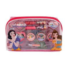 Lip Smacker Disney Princess Essential Makeup Bag Set glos za ustnice 2 x 2 ml + kremni glos za ustnice 2 x 0,8 g + osvetljevalna krema 3 x 1,6 g + prstan 2 kos + obesek + aplikator + kozmetična torbica