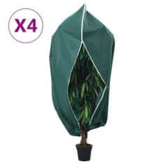 Vidaxl Koprena za rastline iz flisa z zadrgo 4 kosi 70 g/m² 3,14x2,5 m