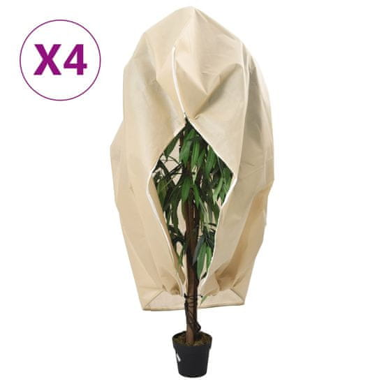 Vidaxl Koprena za rastline iz flisa z zadrgo 4 kosi 70 g/m² 3,14x2,5 m