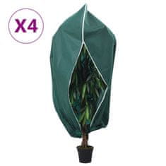 Vidaxl Koprena za rastline iz flisa z zadrgo 4 kosi 70 g/m² 3,93x3 m