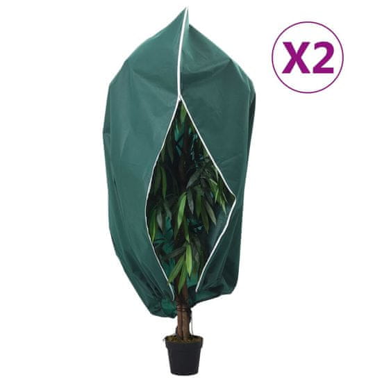 Vidaxl Koprena za rastline iz flisa z zadrgo 2 kosa 70 g/m² 2,36x2 m