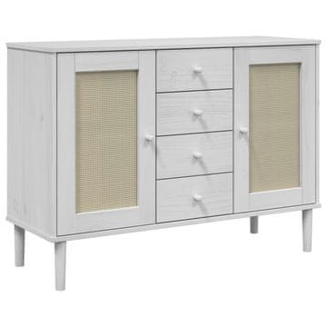 Vidaxl Komoda SENJA videz ratana bela 112x40x80 cm trdna borovina
