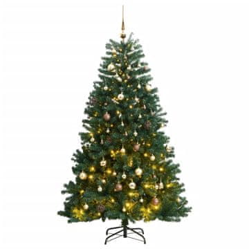 shumee vidaXL Umetna novoletna jelka 300 LED diod in komplet bučk 210 cm