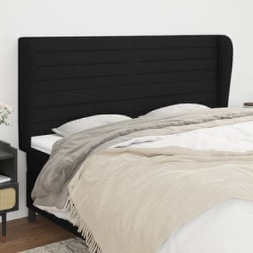Vidaxl vidaXL Vzglavnik s krilci, črne barve, 183x23x118/128 cm, blago