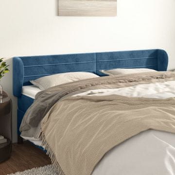 Vidaxl vidaXL Vzglavnik s krilci temno moder 183x23x78/88 cm žamet