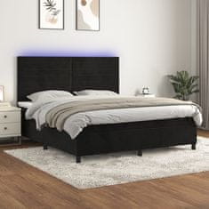 Vidaxl Box spring postelja z vzmetnico LED črna 160x200 cm žamet