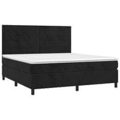 Vidaxl Box spring postelja z vzmetnico LED črna 160x200 cm žamet