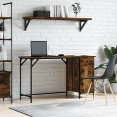 Vidaxl Računalniška miza dimljen hrast 131x48x75 cm inženirski les