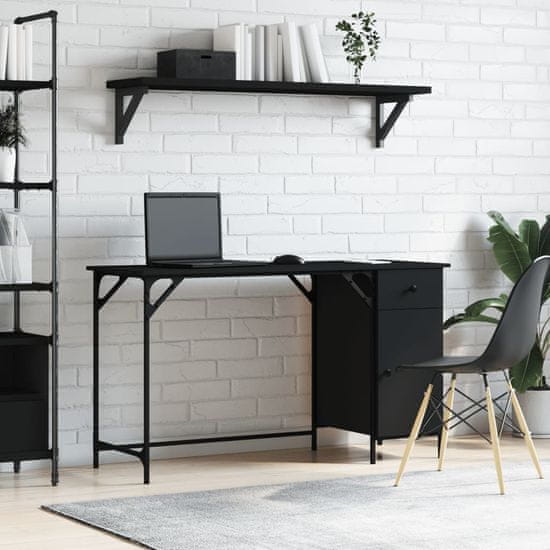 Vidaxl Računalniška miza črna 131x48x75 cm inženirski les