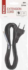 Emos S19273 priključni kabel, PVC, 2x0.75 mm, 3m, črn