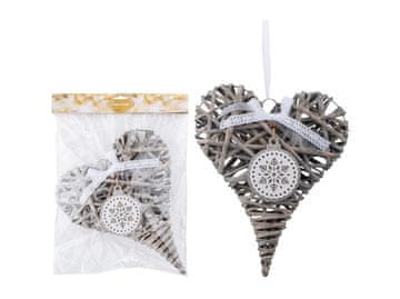 Viseče protja 240x300mm srce, siva, bela z bleščicami