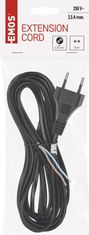 Emos S19275 priključni kabel, PVC, 2x0,75 mm, 5 m, črn