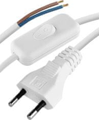 Emos S08272 priključni kabel s stikalom, PVC, 2x0,75 mm, 2 m, bel