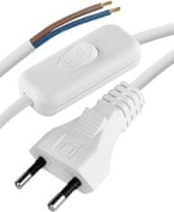 Emos S08273 priključni kabel s stikalom, PVC, 2x0,75 mm, 3 m, bel