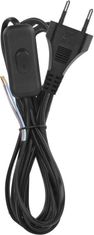 Emos S09273 priključni kabel s stikalom, PVC, 2x0,75 mm, 3 m, črn