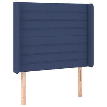 Vidaxl Vzglavje z ušesi modro 93x16x118/128 cm blago