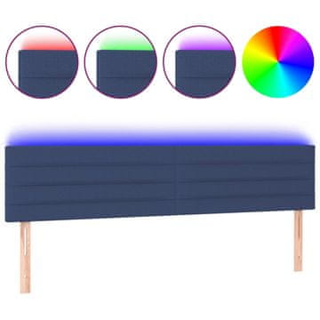 Vidaxl LED posteljno vzglavje modro 180x5x78/88 cm blago