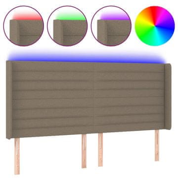Vidaxl LED posteljno vzglavje taupe 183x16x118/128 cm blago
